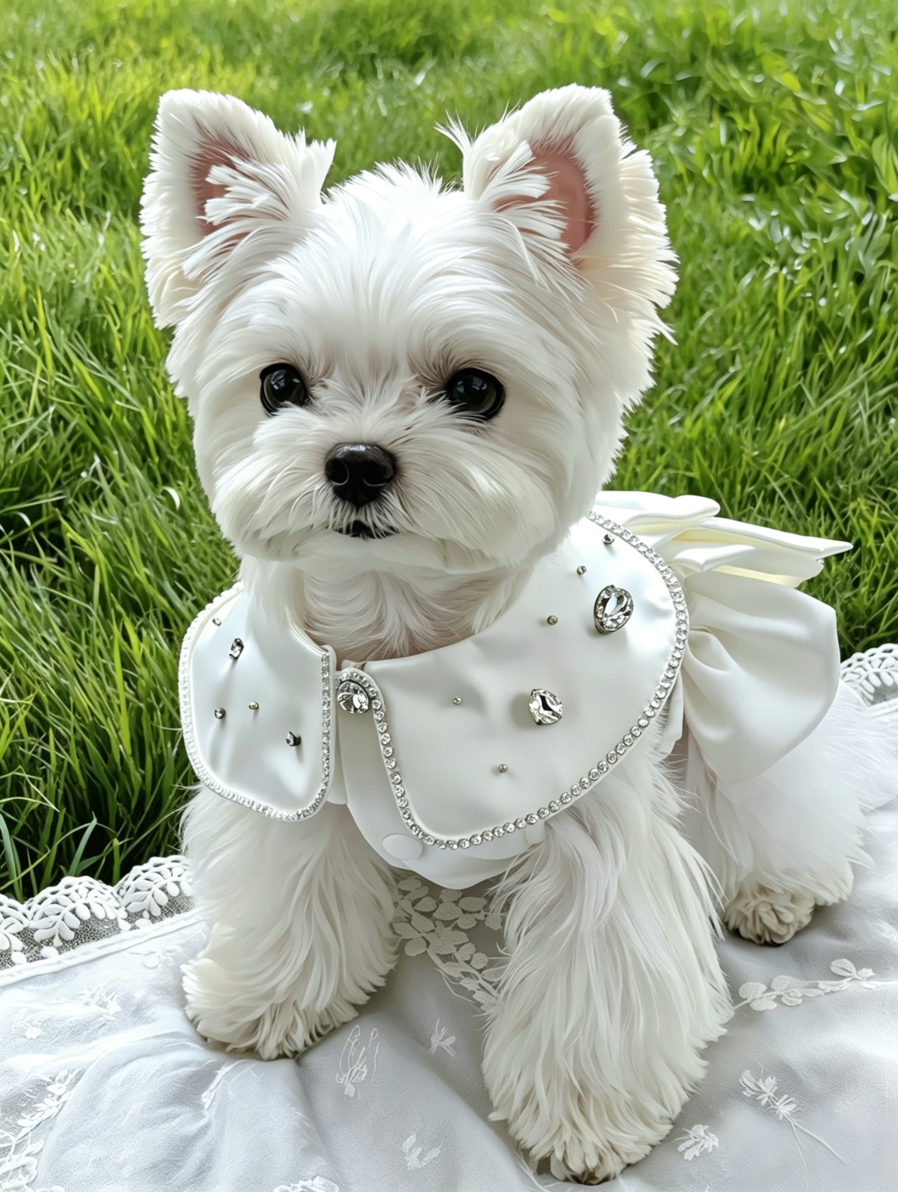 Custom Handmade Satin Dog Vest with Tulle Skirt