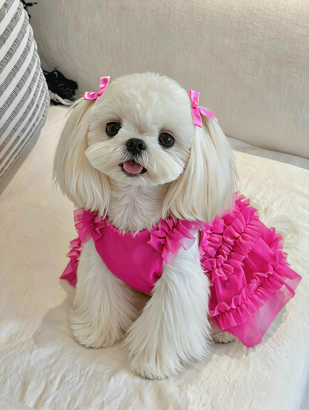 Tian Silk Cotton & Mesh Ruffle Dog Dress | Pink Layered Tulle Party Dress