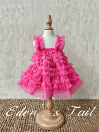 Tian Silk Cotton & Mesh Ruffle Dog Dress | Pink Layered Tulle Party Dress