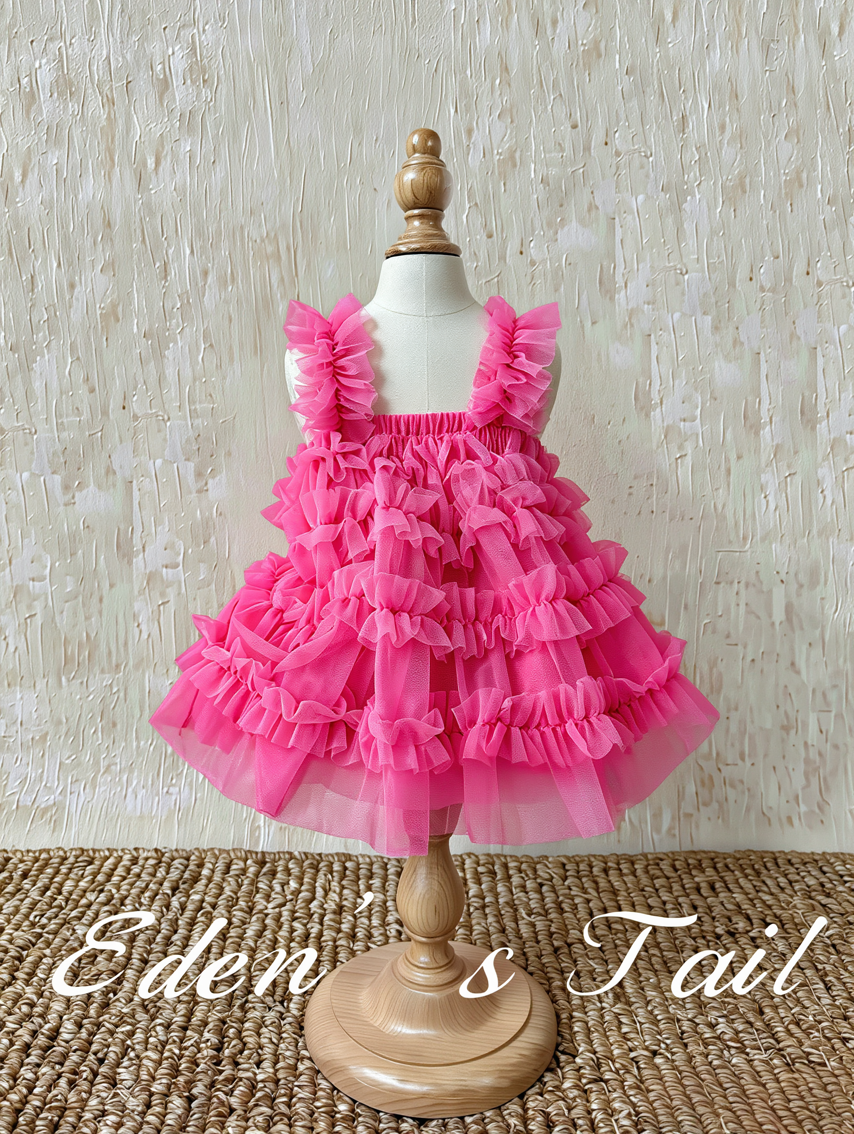 Tian Silk Cotton & Mesh Ruffle Dog Dress | Pink Layered Tulle Party Dress