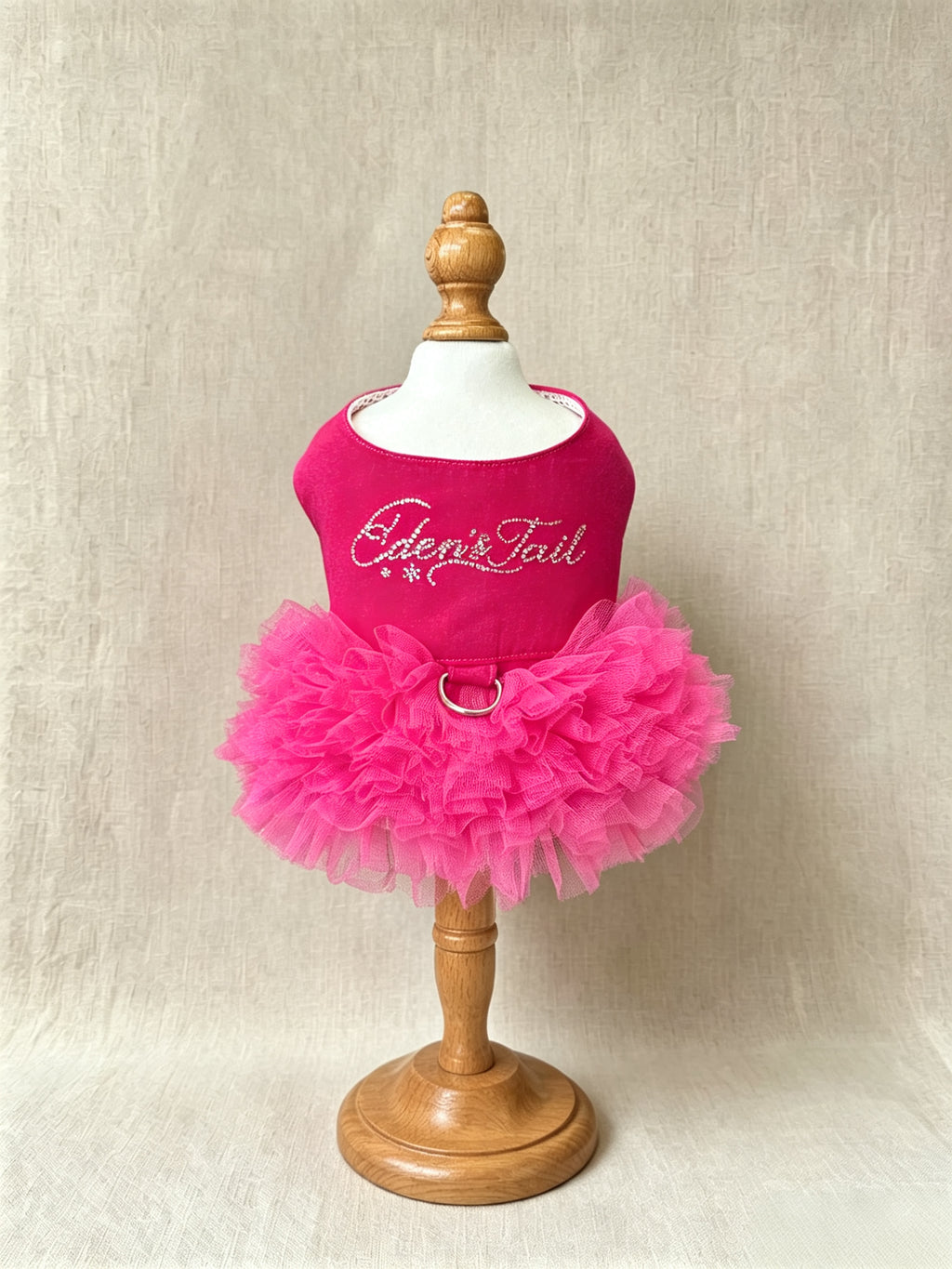 The Magenta Starlight Gown · Sparkly Rhinestone Pet Dress with Voluminous Tulle Skirt