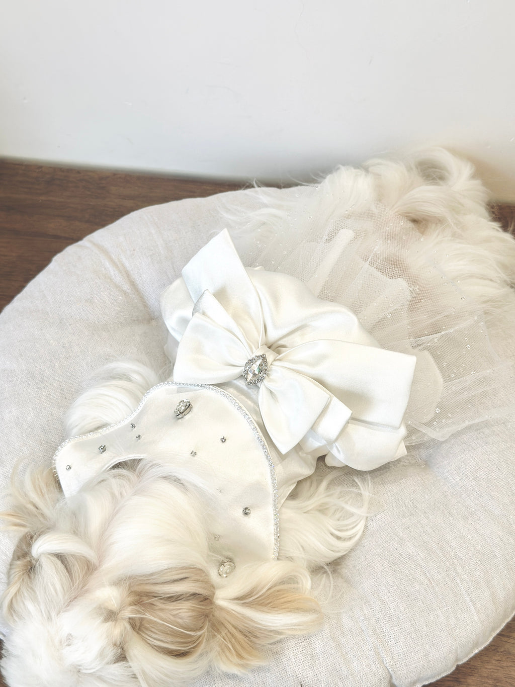 Custom Handmade Satin Dog Vest with Tulle Skirt