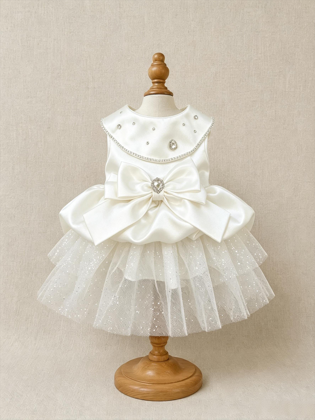 Custom Handmade Satin Dog Vest with Tulle Skirt