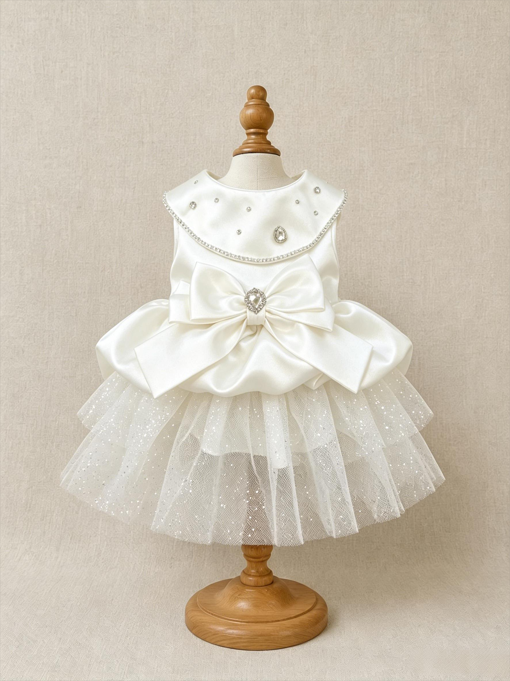 Custom Handmade Satin Dog Vest with Tulle Skirt