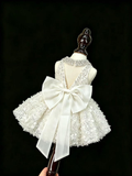 Custom Handmade Dog Princess Dress | Crystal-Embellished Satin Bow Ball Gown