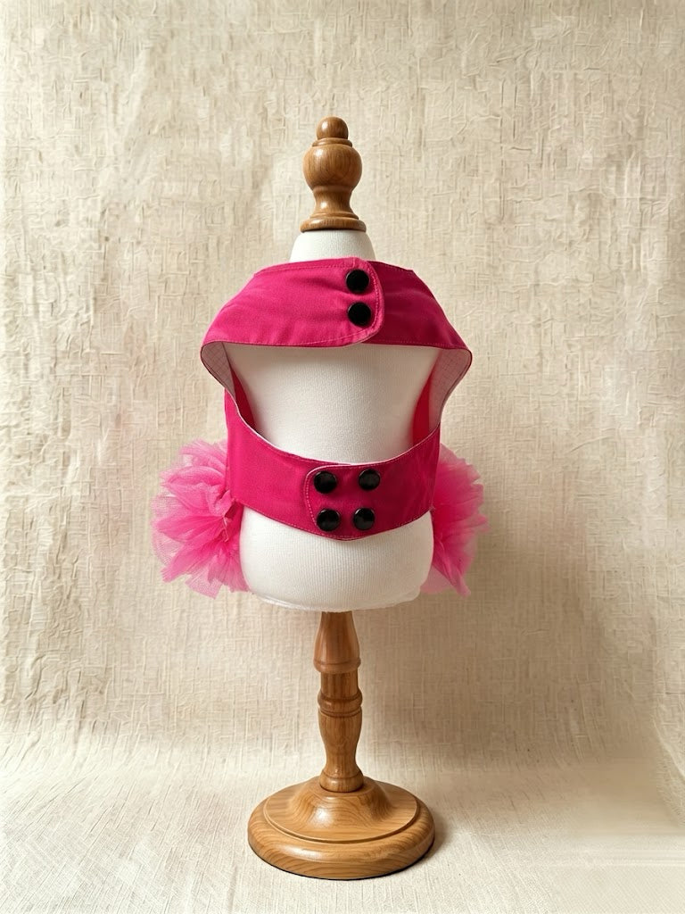 The Magenta Starlight Gown · Sparkly Rhinestone Pet Dress with Voluminous Tulle Skirt