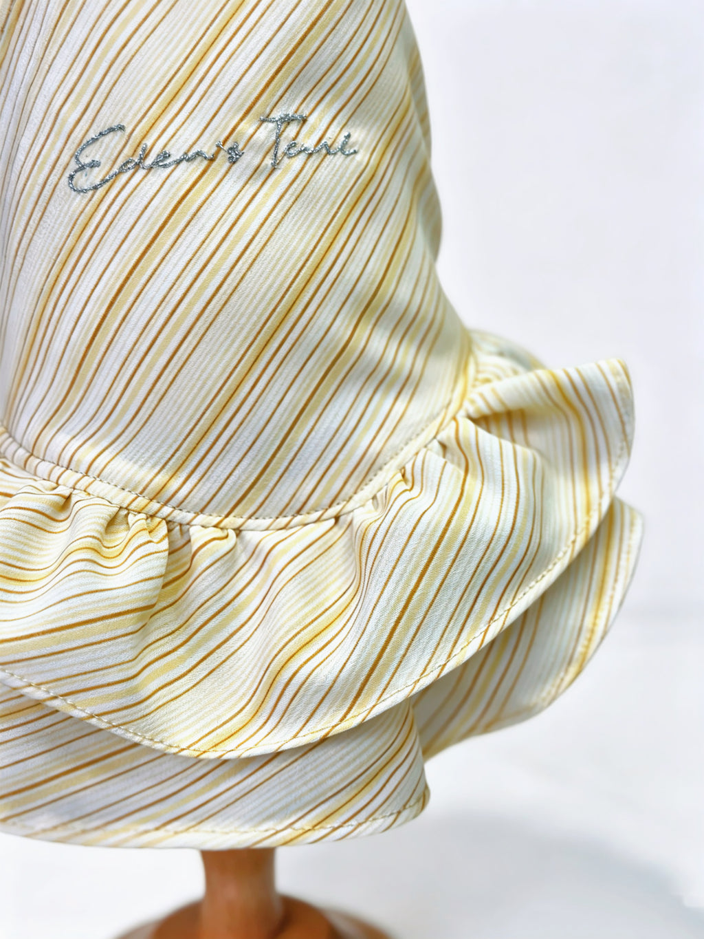 French Vintage Lemon Yellow Striped Dog Dress | Cute Princess Puppy Outfit with Pearls & Lace Flower