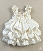 Custom-made handcrafted 3D satin dress