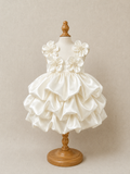 Custom-made handcrafted 3D satin dress