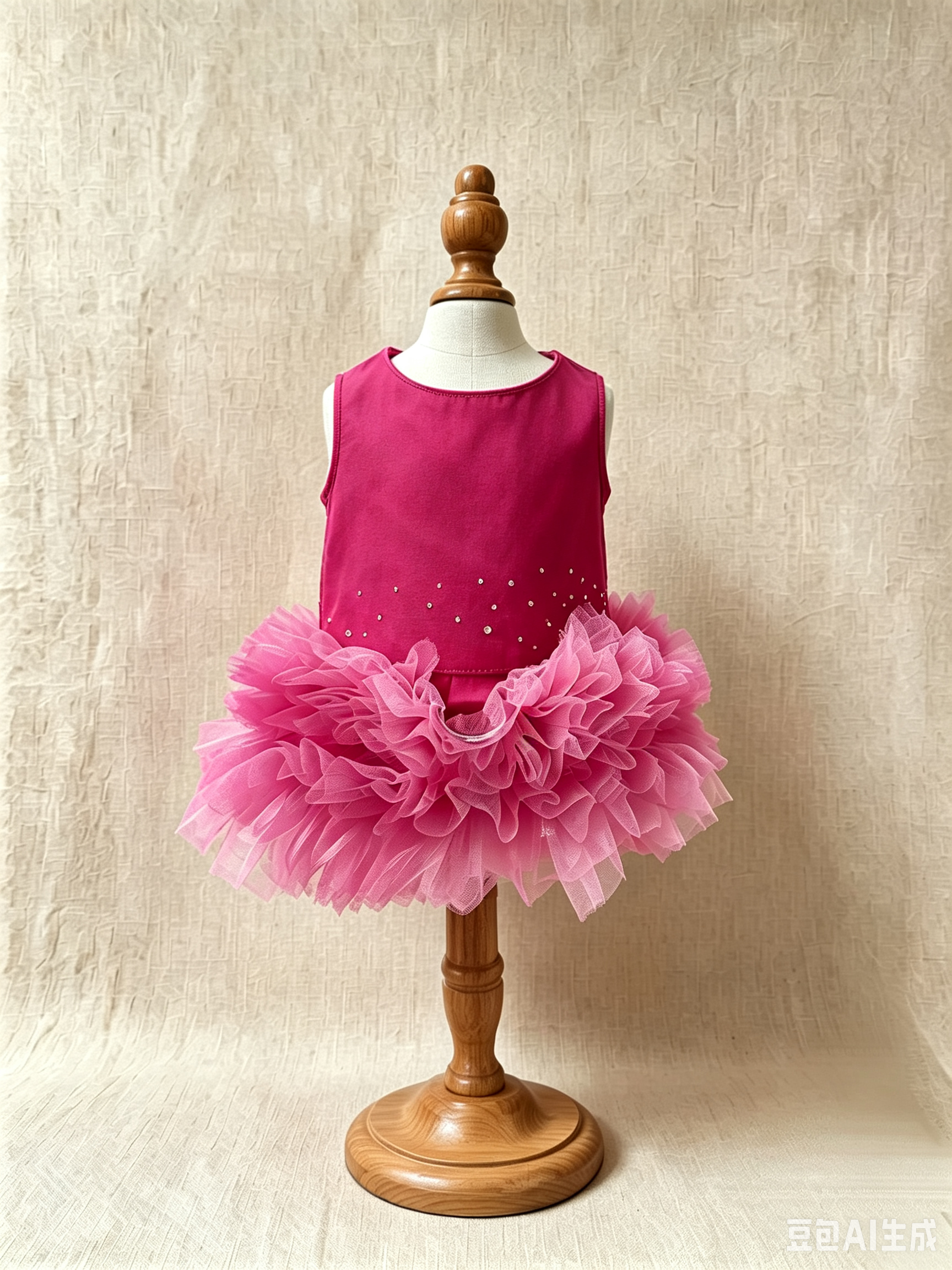 The Magenta Starlight Gown · Sparkly Rhinestone Pet Dress with Voluminous Tulle Skirt