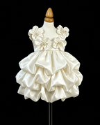 Custom-made handcrafted 3D satin dress