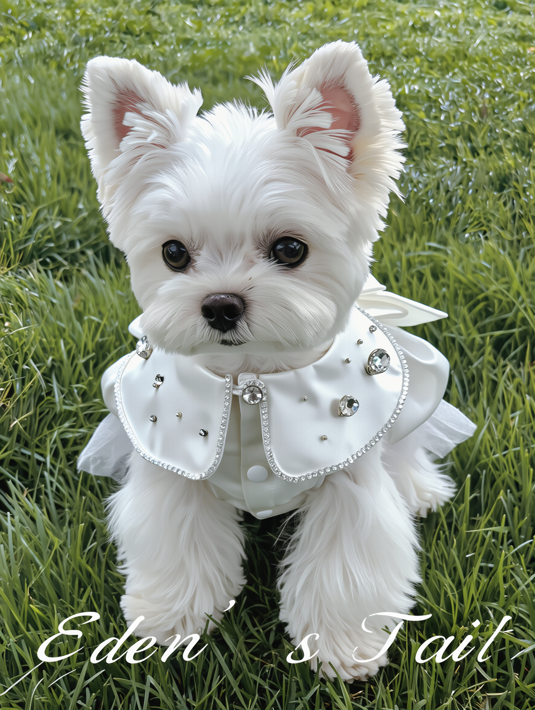 Custom Handmade Satin Dog Vest with Tulle Skirt
