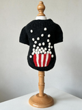 Black Knitted Sweater Cardigan - 3D Popcorn Motif Warm Winter Pet Clothes with Front Buttons for Small Dogs & Cats