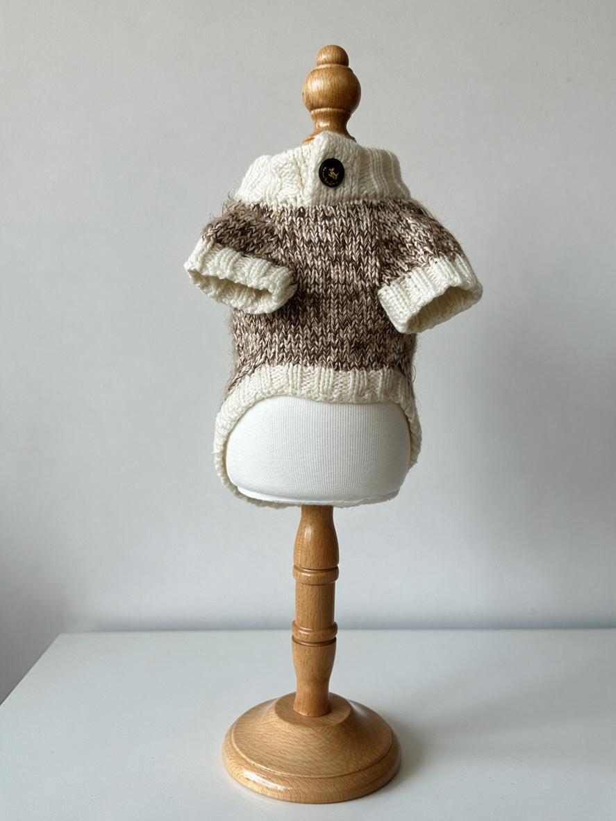 Chunky Tweed Knitted Dog Sweater - Warm Winter Turtleneck Pet Clothes for Small Dogs & Cats
