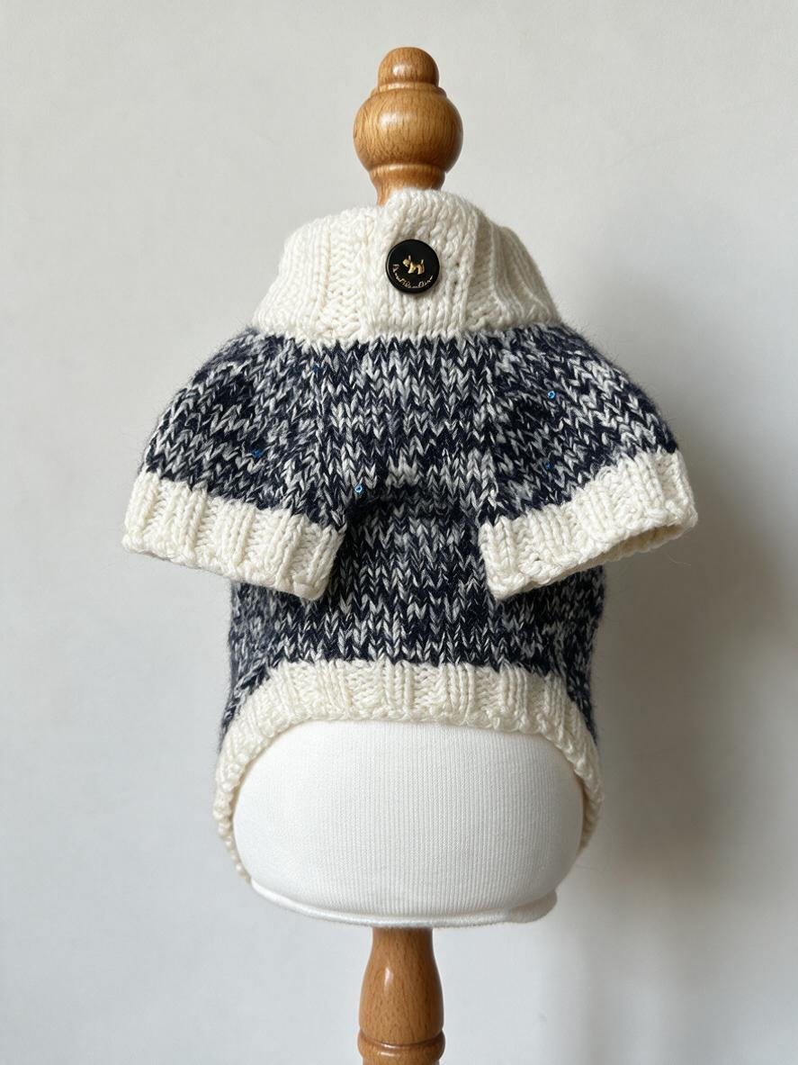 Chunky Tweed Knitted Dog Sweater - Warm Winter Turtleneck Pet Clothes for Small Dogs & Cats