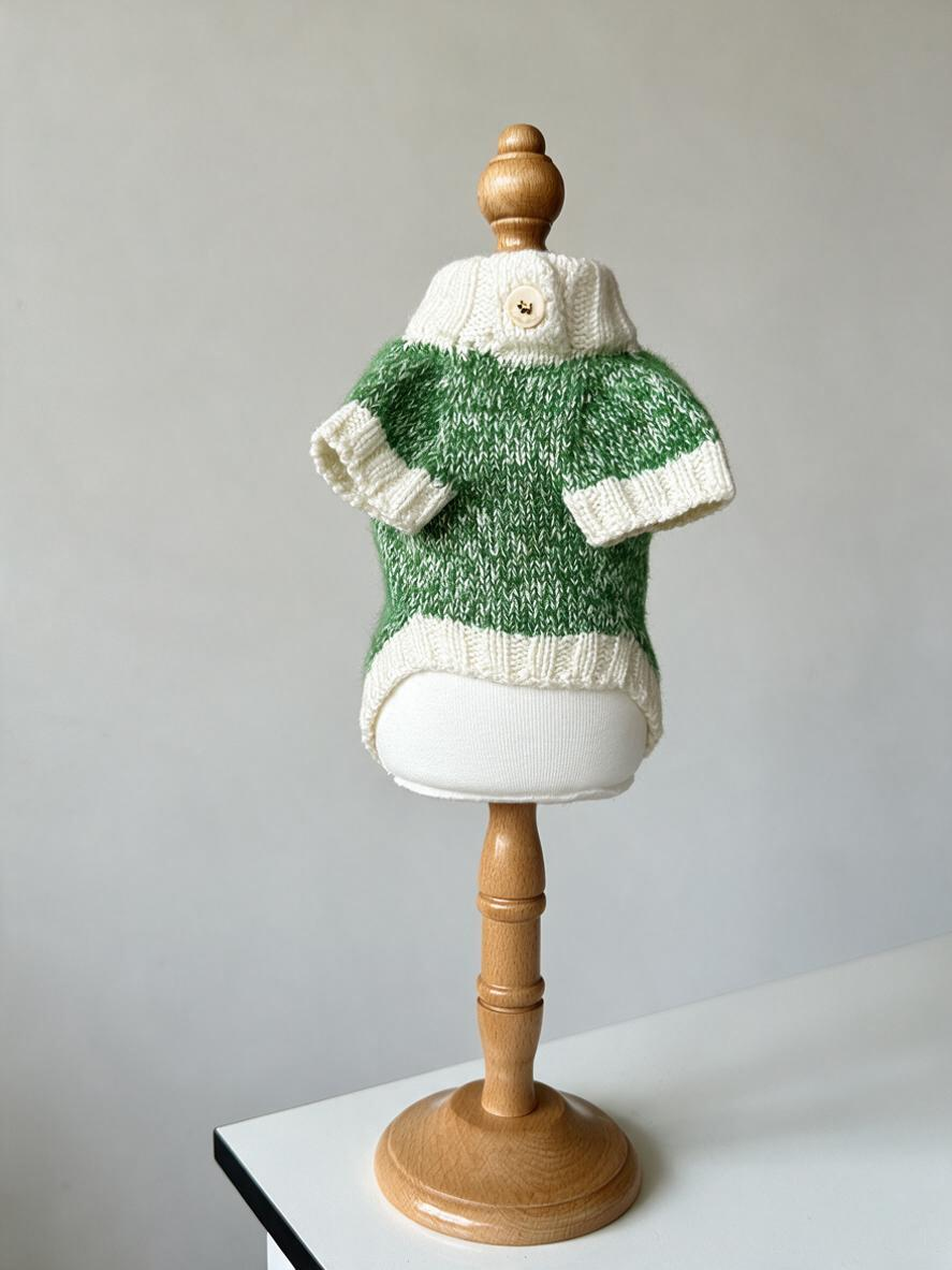 Chunky Tweed Knitted Dog Sweater - Warm Winter Turtleneck Pet Clothes for Small Dogs & Cats