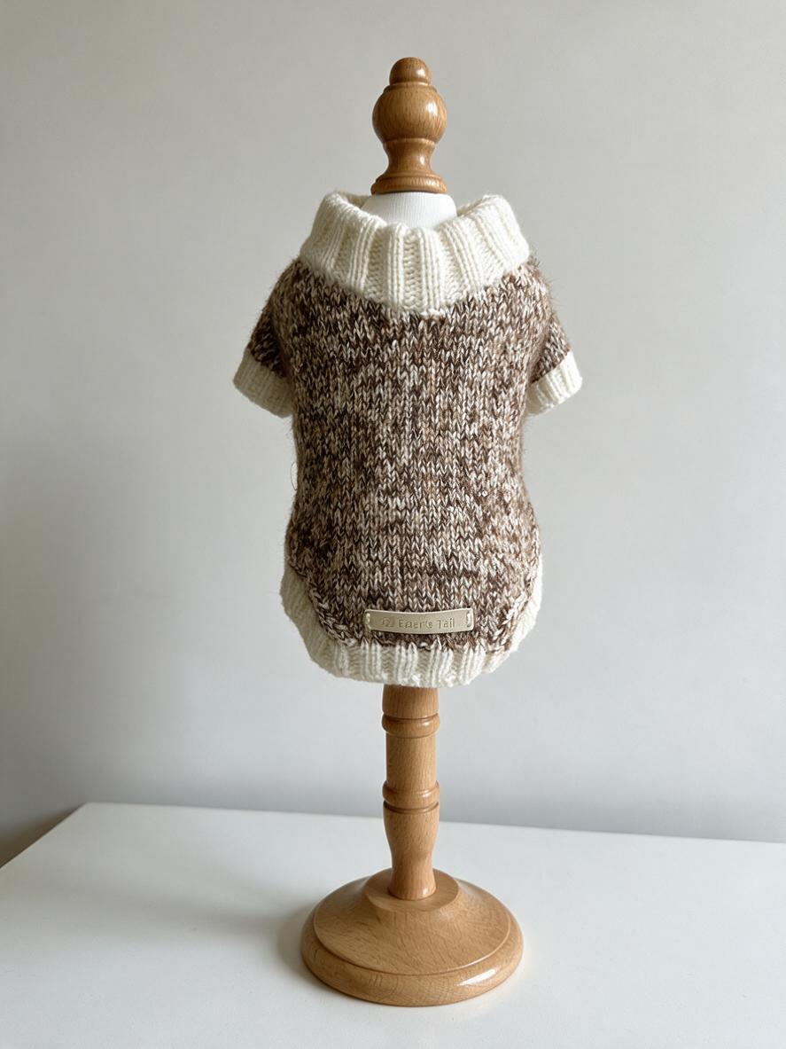 Chunky Tweed Knitted Dog Sweater - Warm Winter Turtleneck Pet Clothes for Small Dogs & Cats